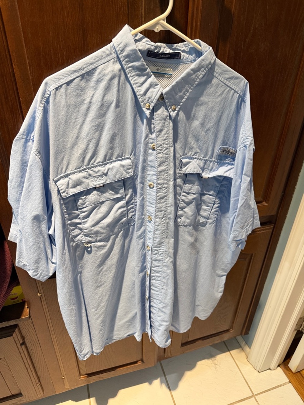 Columbia Light Blue Short-Sleeve Button-Down Shirt 3x